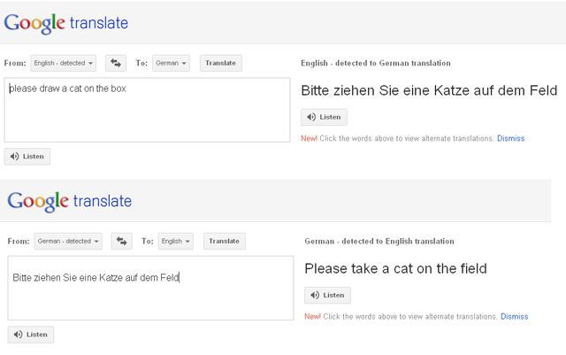 special instructions google translate fail